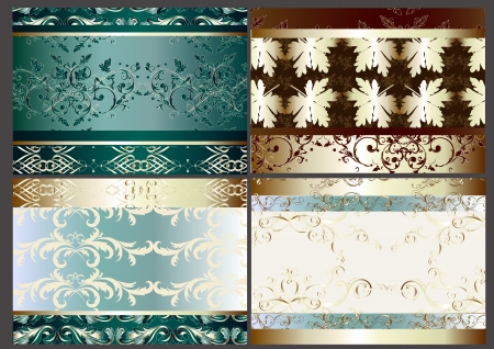 vector set of four seamless wallpaper design elementsのイラスト素材