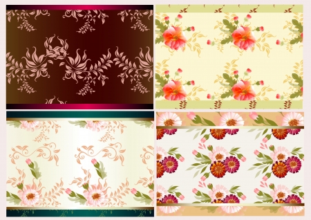 Floral seamless wallpaper set  Vintage designのイラスト素材