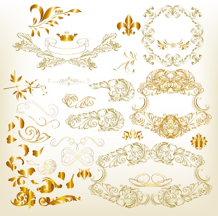 Decorative  golden elements for elegant design  Calligraphic vectorのイラスト素材