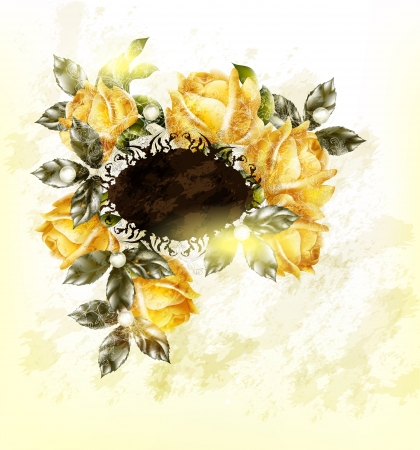 Elegant background with roses painted in watercolor retro styleのイラスト素材