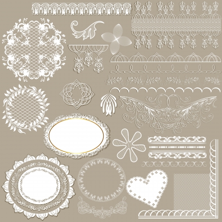 set of calligraphic elements or lace  for design  Calligraphic のイラスト素材
