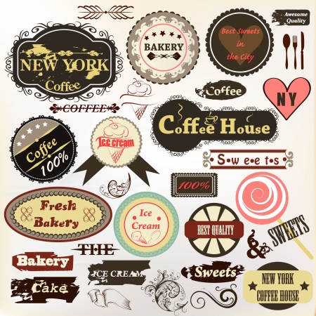 Vector set of vintage labels for cafe and coffee house designのイラスト素材