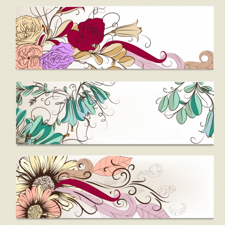 Set of vintage floral banners for designのイラスト素材