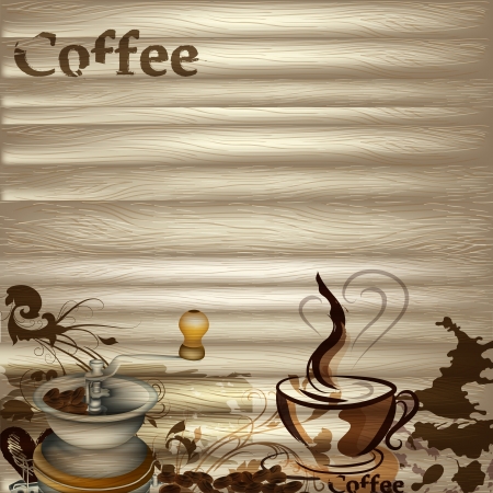 Coffee  vector background with hand drawn cups, signatures and hearts for designのイラスト素材