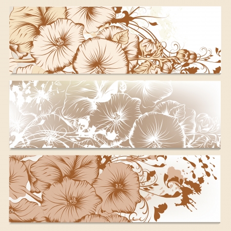 set of floral banners for your  design のイラスト素材