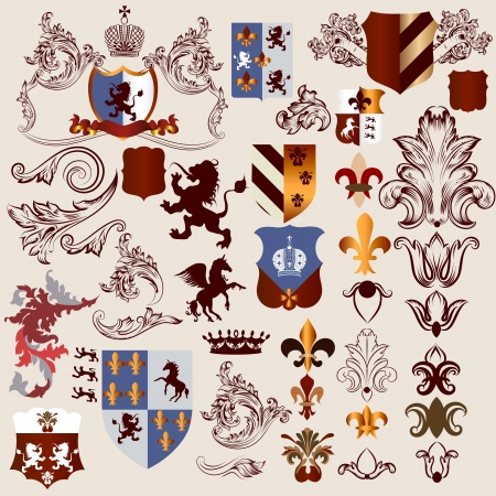 Vector set of luxury royal vintage elements for your heraldic designのイラスト素材