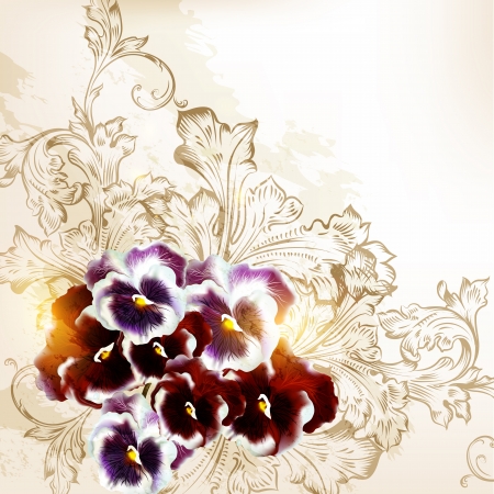 Elegant floral background with swirls and flowers for designのイラスト素材