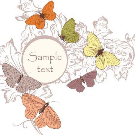 Fashion vector background with place for text and floral elementsのイラスト素材