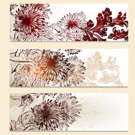 Vector set of floral brochures for business cards designのイラスト素材