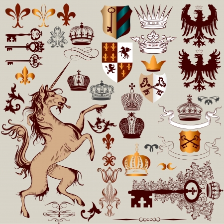 Vector set of luxury royal vintage elements for your heraldic designのイラスト素材