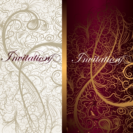 Vector invitation card with swirl  floral ornament for designのイラスト素材