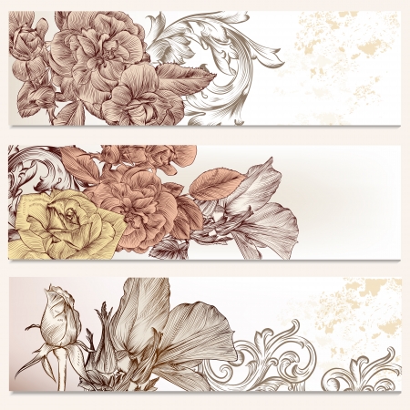 Set of floral brochures with  roses flowers for designのイラスト素材