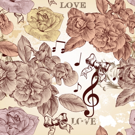 Vector seamless pattern for wallpaper design with flowersのイラスト素材