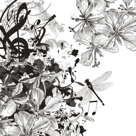 Vector  fashion illustration on music theme for designのイラスト素材