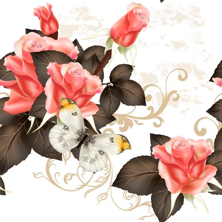 Vector seamless pattern for wallpaper design with flowersのイラスト素材