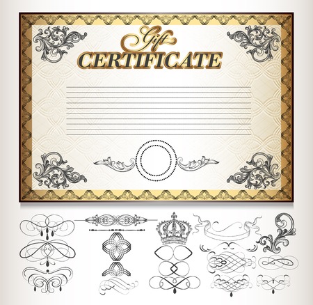 Certificate or coupon for document design  Certificate vector collectionのイラスト素材