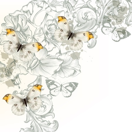 Floral invitation background with flowers  for designのイラスト素材