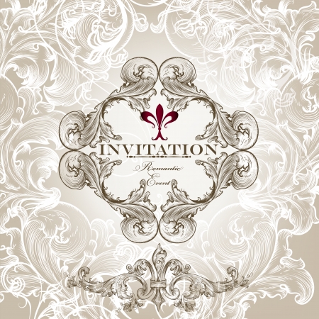 Vector hand drawn  invitation design in classic floral styleのイラスト素材