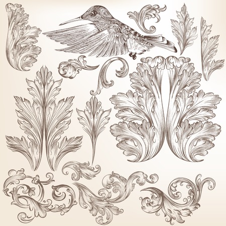 Vector set of calligraphic elements for design  Calligraphic のイラスト素材