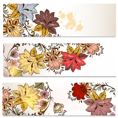 Set of floral brochures with  flowers for designのイラスト素材