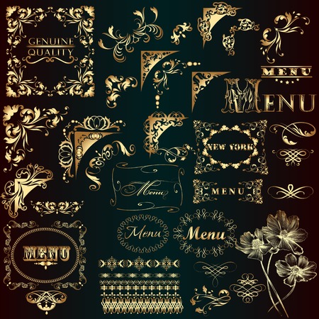  set of calligraphic elements for design  のイラスト素材