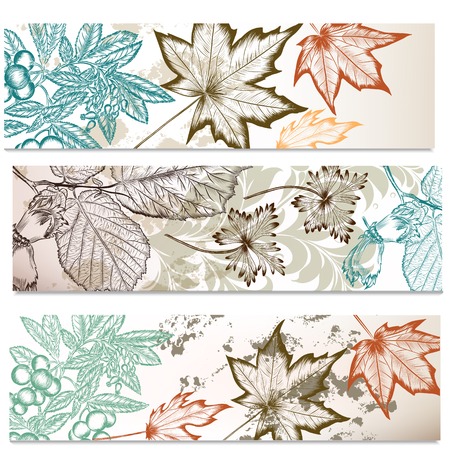 Set of floral brochures with  leafs for designのイラスト素材