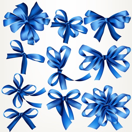 Vector Ribbons set in blue color for your designのイラスト素材