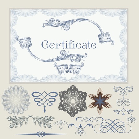 Set of vector certificates and  calligraphic elements for designのイラスト素材