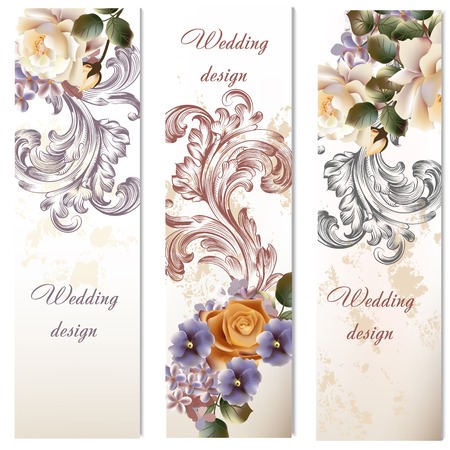 Set of floral brochures with flowers for designのイラスト素材