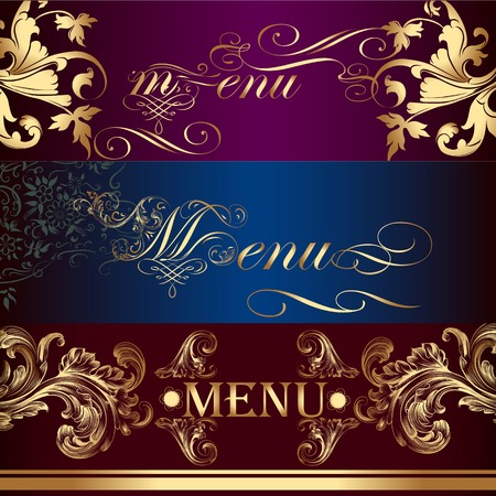 set of invitation cards or menu design in classic styleのイラスト素材