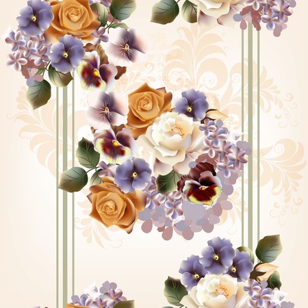 cute flowers in vintage style for designのイラスト素材