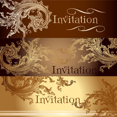 set of invitation cards or menu design in classic styleのイラスト素材