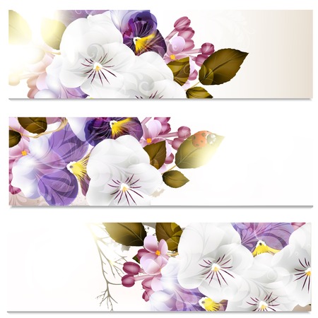 Set of floral brochures with flowers for designのイラスト素材