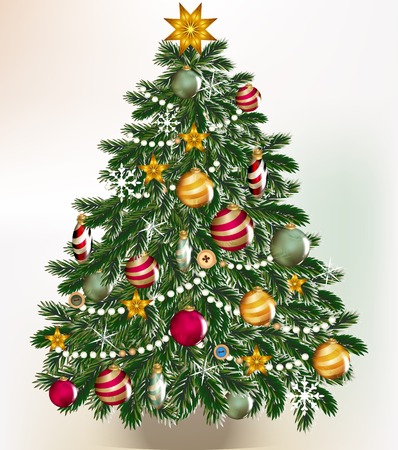 Cute vector card with Christmas tree for designのイラスト素材
