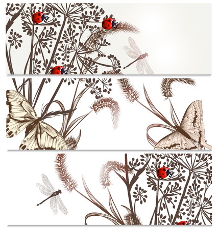 set of floral hand drawn brochures for designのイラスト素材