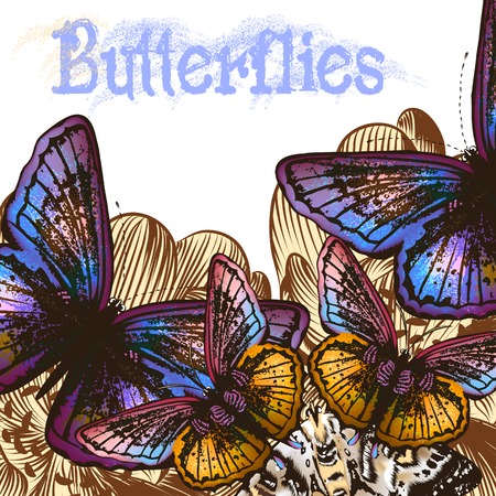 Vector illustration with fashion stylish butterfliesのイラスト素材