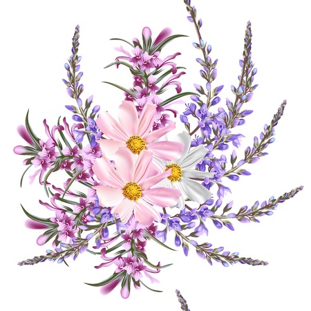 Floral seamless vector pattern with flowers in watercolor styleのイラスト素材