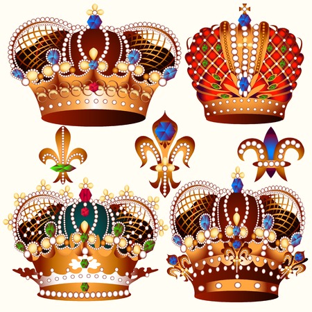 Vector set of crowns for your heraldic designのイラスト素材