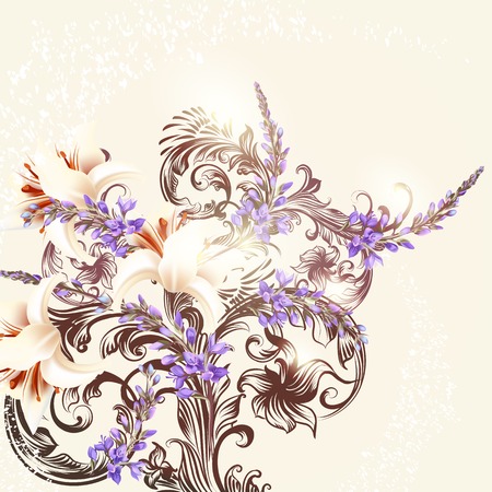 Vector cute flowers in vintage style for designのイラスト素材