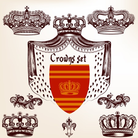 Vector set of crowns for your heraldic designのイラスト素材