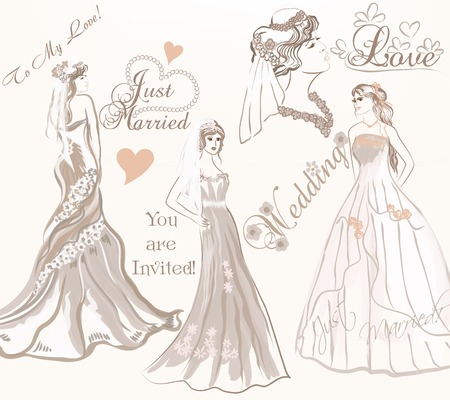 Collection of bridals for wedding designのイラスト素材