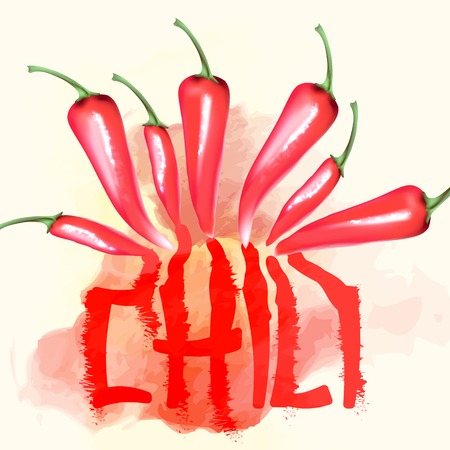 Vector background with chili peppers on white backgroundのイラスト素材