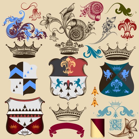 Vector set of vintage elements for your heraldic designのイラスト素材