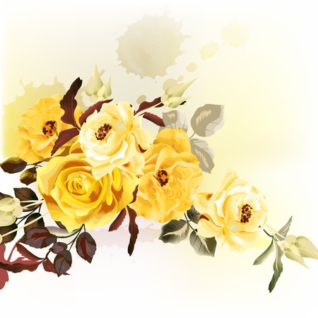 Beautiful vector roses in realistic watercolor style pastel beige tonesのイラスト素材