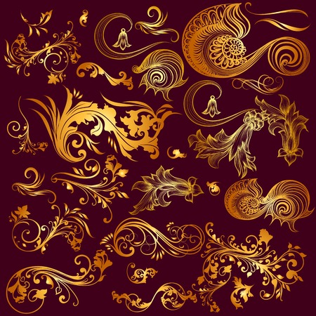Set of vintage decorative swirl elements for designのイラスト素材