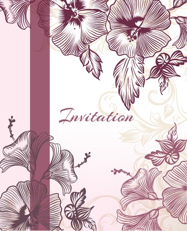 Elegant vertical invitation card with hand drawn flowersのイラスト素材