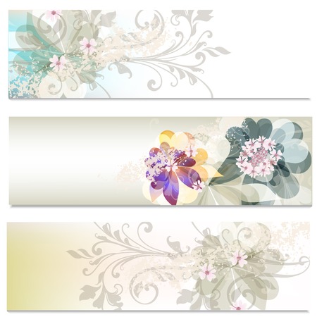 Floral brochures set with abstract flowersのイラスト素材