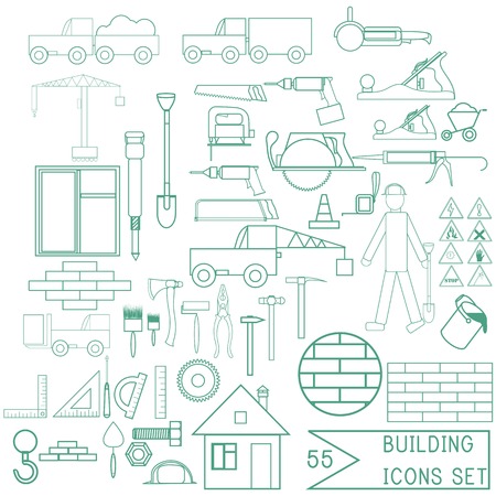 Collection of building icons. 55 elements for designのイラスト素材