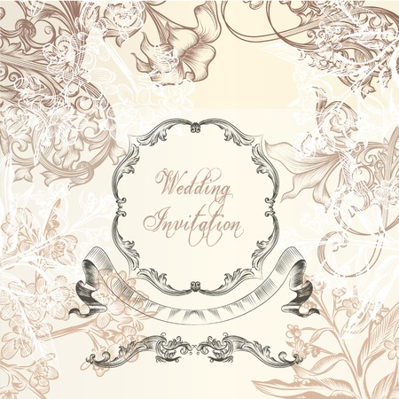 Elegant wedding or anniversary background  with vintage ornaments for designのイラスト素材