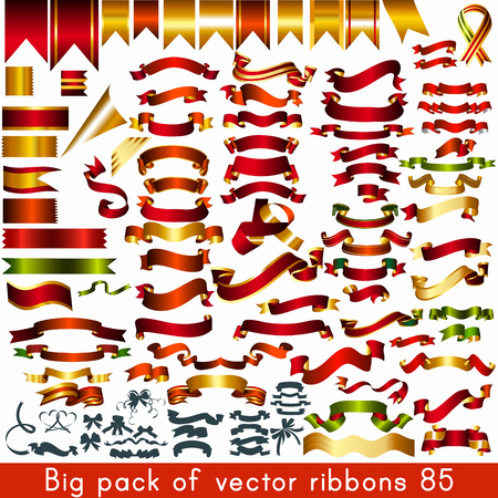 Big pack or collection of vector ribbons and banners for any holiday or event designのイラスト素材